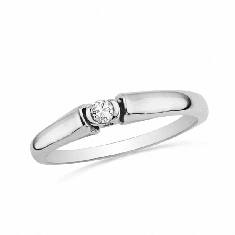 1/20 CT. Diamond Solitaire Tension-Style Promise Ring in 10K White Gold