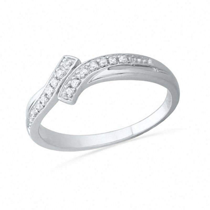 1/20 CT. T.W. Diamond Bypass Ring in 10K White Gold