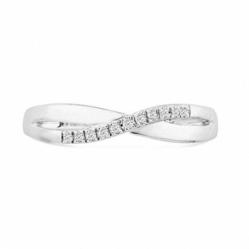 Main Image 2 of Diamond Accent Criss-Cross Wave Band in 10K White Gold