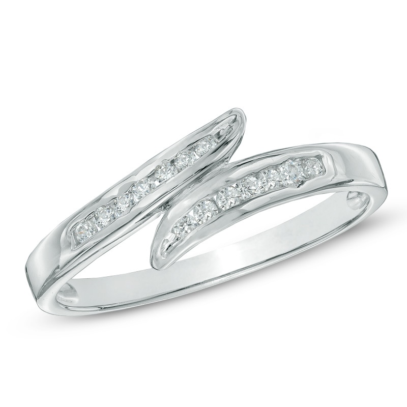Main Image 1 of 1/10 CT. T.W. Diamond Bypass Ring in 10K White Gold