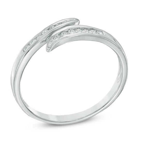1/10 CT. T.w. Diamond Bypass Ring in 10K White Gold