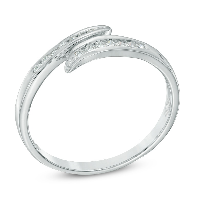 Main Image 2 of 1/10 CT. T.W. Diamond Bypass Ring in 10K White Gold
