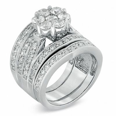 Three Piece Wedding Set 14K White Gold 0.20 cts. 6JTI314 [6JTI314] -  $899.99 : Bridal Ring Shop - Wedding Rings, Wedding Bands, and Engagement  Rings., A Division of Joshua's Jewelry