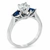 Thumbnail Image 1 of 1/2 CT. T.W. Diamond and Pear-Shaped Blue Sapphire Three Stone Ring in 14K White Gold