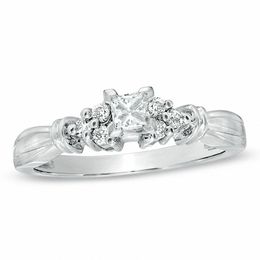 1/4 CT. T.W. Princess-Cut Diamond Collar Promise Ring in 14K White Gold