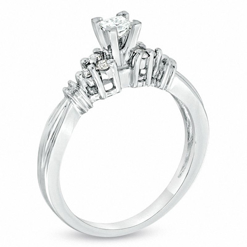 Main Image 2 of 1/4 CT. T.W. Princess-Cut Diamond Collar Promise Ring in 14K White Gold