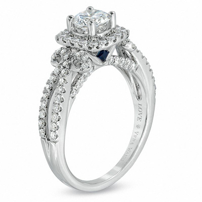 Main Image 2 of Vera Wang Love Collection 1-1/2 CT. T.W. Diamond Split Shank Engagement Ring in 14K White Gold
