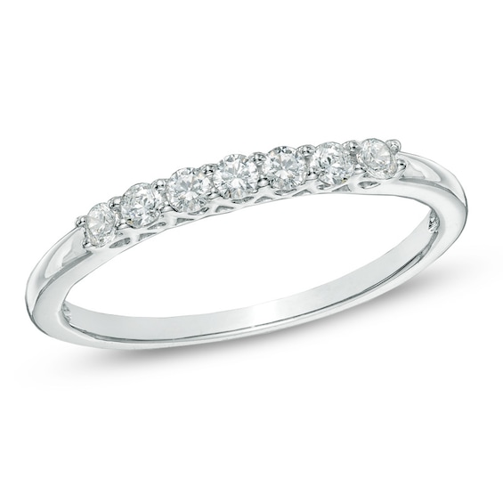 1/5 CT. T.w. Diamond Seven Stone Wedding Band in 10K White Gold