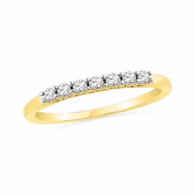 1/5 CT. T.W. Diamond Seven Stone Wedding Band in 10K Gold