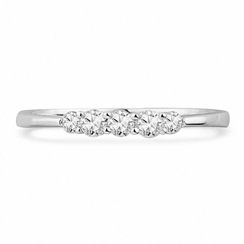 1/4 CT. T.W. Diamond Five Stone Wedding Band in 10K White Gold