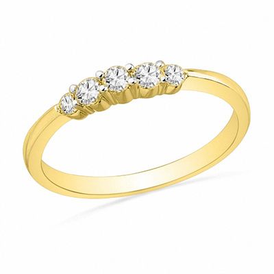 Size 3 to 15 in 1/4 Size Interval 0.25Ct CZ Contour Anniversary Ring in Yellow Plated Sterling Silver
