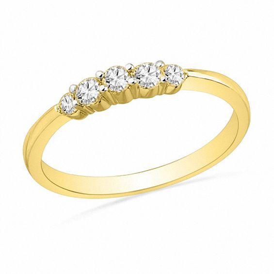 1/4 CT. T.W. Diamond Five Stone Wedding Band in 10K Gold | Zales