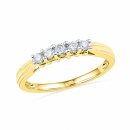 1/4 CT. T.W. Diamond Five Stone Wedding Band in 10K Gold
