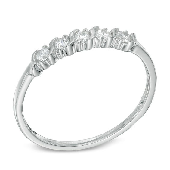 1/5 CT. T.w. Diamond Five Stone Wedding Band in 10K White Gold