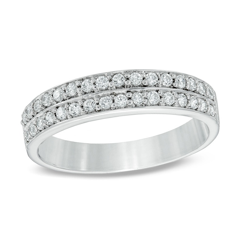 1/4 CT. T.W. Diamond Double Row Wedding Band in 10K White Gold