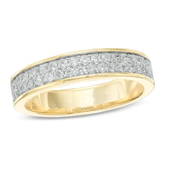 1/2 CT. T.w. Diamond Double Row Wedding Band in 10K Gold