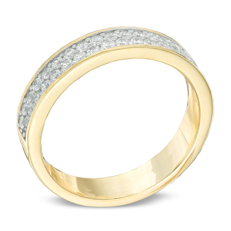 1/2 CT. T.W. Diamond Double Row Wedding Band in 10K Gold | Zales