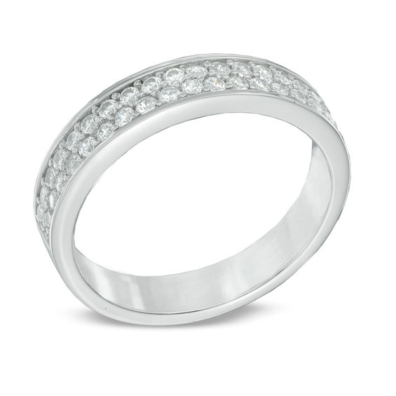 1/2 CT. T.w. Diamond Double Row Wedding Band in 10K White Gold
