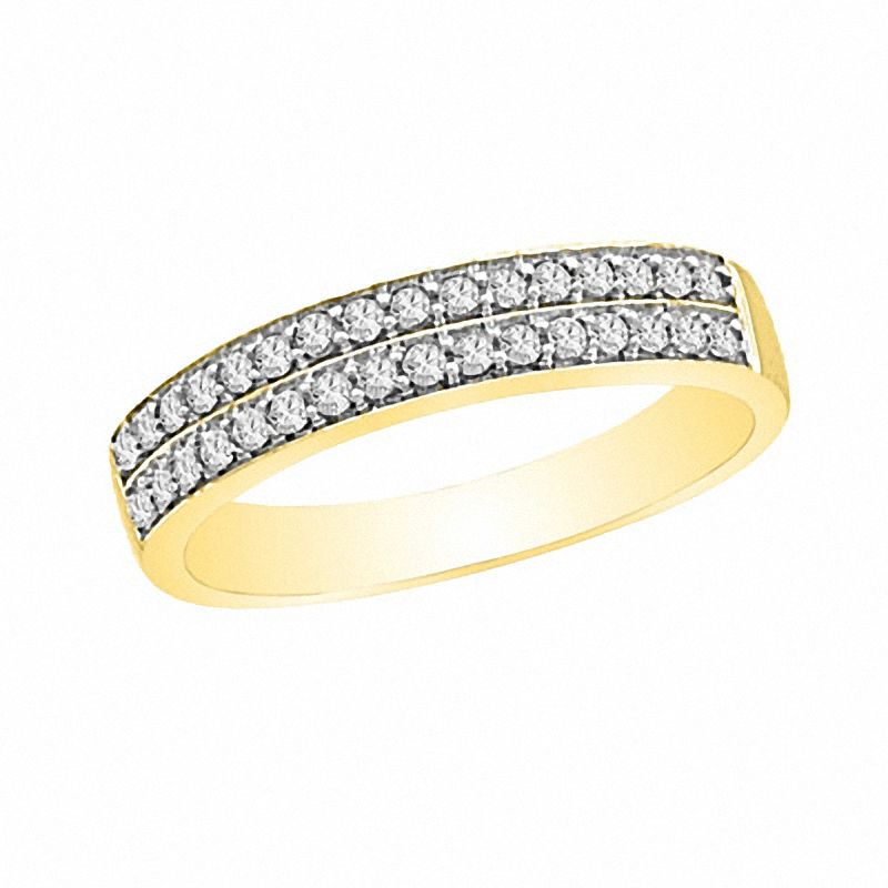 1/2 CT. T.W. Diamond Double Row Wedding Band in 10K Gold