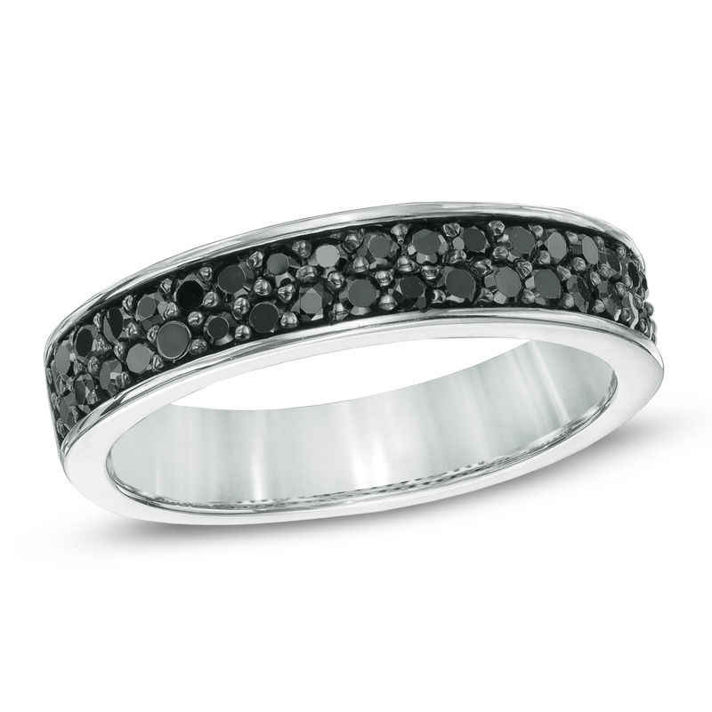 1/2 CT. T.W. Black Diamond Double Row Band in Sterling Silver