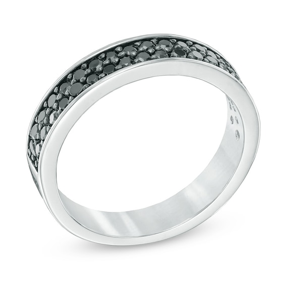 1/2 CT. T.w. Black Diamond Double Row Band in Sterling Silver