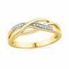 Thumbnail Image 0 of 1/20 CT. T.W. Diamond Split Shank Waves Ring in Yellow Rhodium Sterling Silver