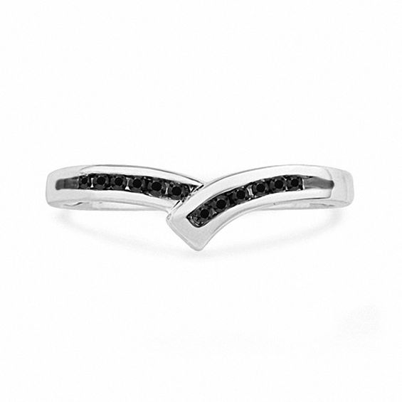 1/10 CT. T.w. Black Diamond Bypass Ring in 10K White Gold