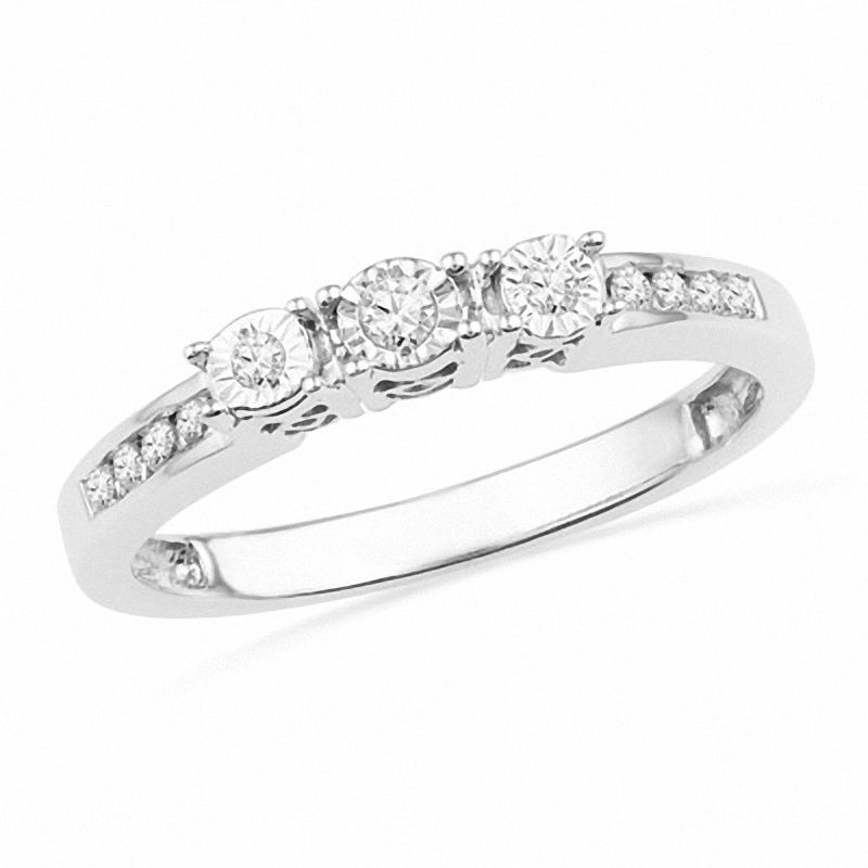 1/8 CT. T.W. Diamond Three Stone Promise Ring in Sterling Silver
