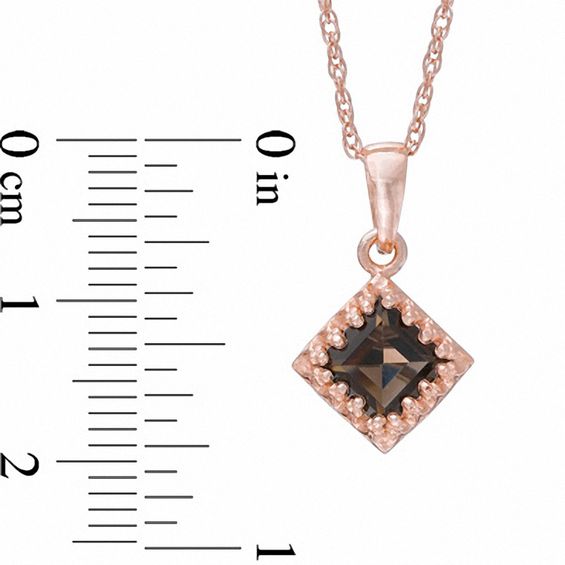 6.0mm Princess-Cut Smoky Quartz Crown Pendant in Sterling Silver with 14K Rose Gold Plate 6.0mm Princess-Cut Smoky Quartz Crown Pendant in Sterling Silver with 14K Rose Gold Plate