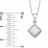6.0mm Princess-Cut Lab-Created Opal Crown Pendant in Sterling Silver