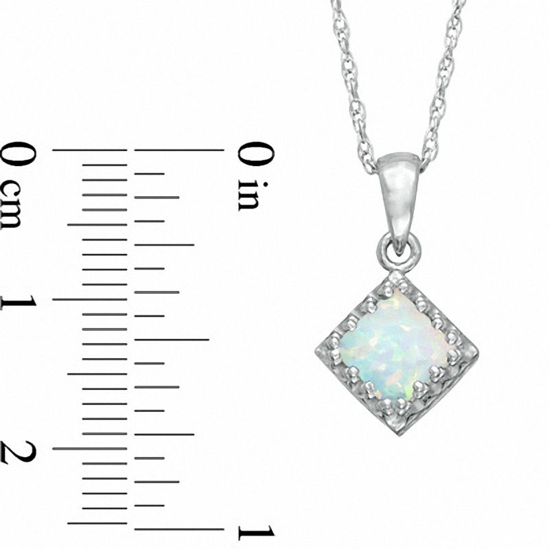 6.0mm Princess-Cut Lab-Created Opal Crown Pendant in Sterling Silver