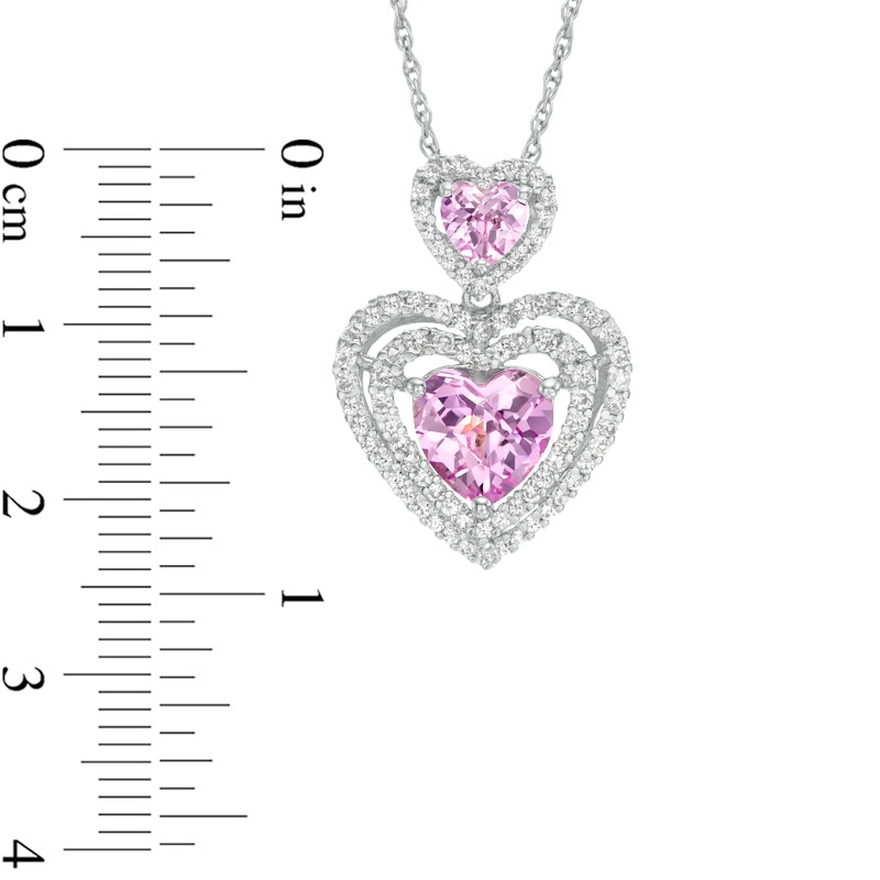 Heart-Shaped Lab-Created Pink and White Sapphire Heart Pendant in Sterling Silver