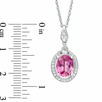 Oval Lab-Created Pink and White Sapphire Pendant in Sterling Silver