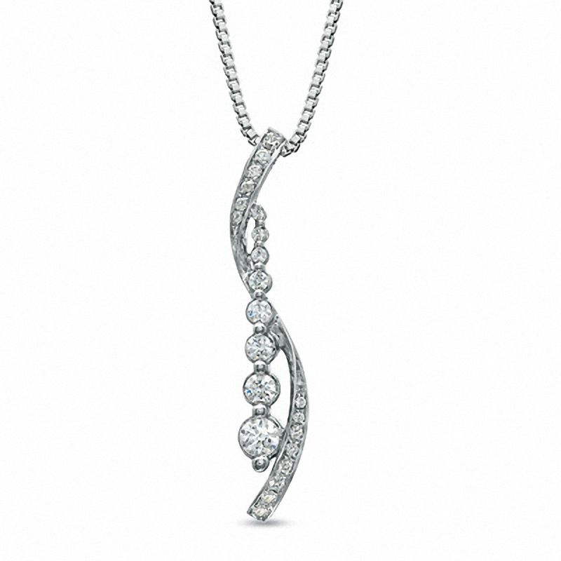 1/5 CT. T.W. Journey Diamond Pendant in 10K White Gold