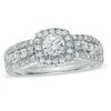 Thumbnail Image 1 of 1 CT. T.W. Emerald-Cut Diamond Frame Engagement Ring in 14K White Gold