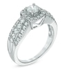 Thumbnail Image 1 of 1 CT. T.W. Emerald-Cut Diamond Frame Engagement Ring in 14K White Gold