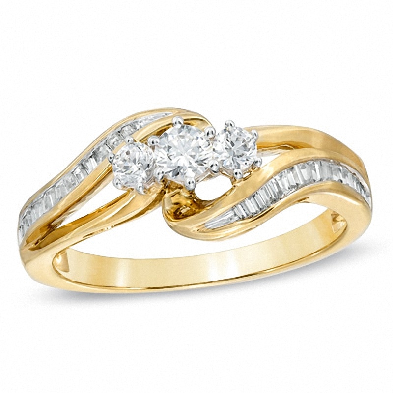 Main Image 1 of 1/2 CT. T.W. Diamond Three Stone Ring in 10K Gold