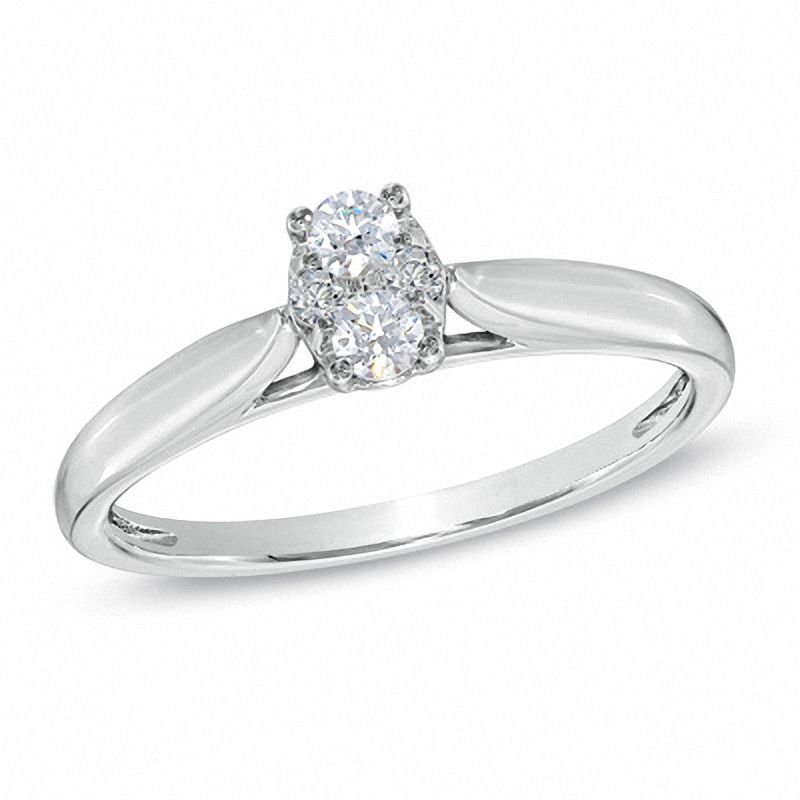 1/5 CT. T.W. Diamond Oval Promise Ring in 10K White Gold Zales