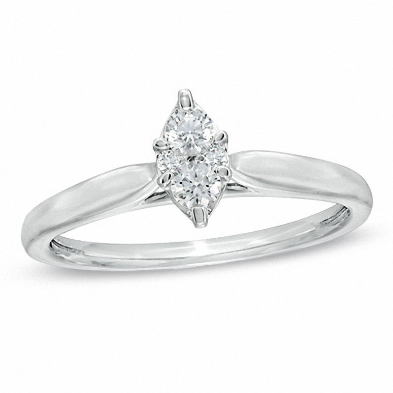 1/5 CT. T.W. Marquise Shaped Multi-Diamond Promise Ring in 10K White Gold