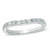 Thumbnail Image 0 of 1/4 CT. T.W. Baguette and Round Diamond Alternating Contour Wedding Band in 14K White Gold