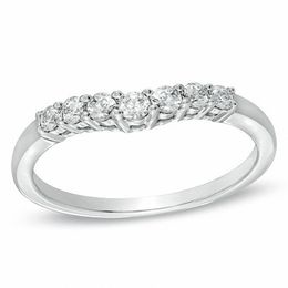 1/4 CT. T.W. Diamond Contour Wedding Band in 14K White Gold