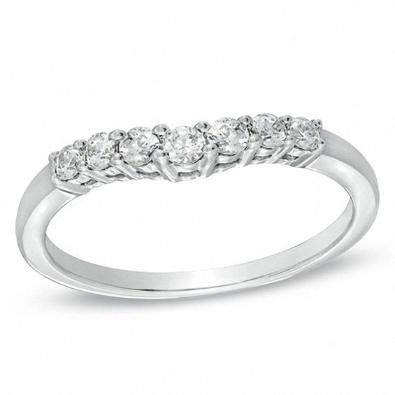 1/4 CT. T.w. Diamond Contour Wedding Band in 14K White Gold