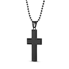 Men's Carbon Fiber Cross Pendant in Black IP Stainless Steel - 22