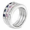 Thumbnail Image 1 of Lab-Created Pink, Blue and White Sapphire Ring Set in Sterling Silver
