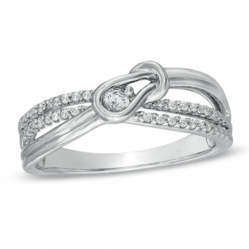1/8 CT. T.W. Everlon™ Diamond Knot Promise Ring in Sterling Silver