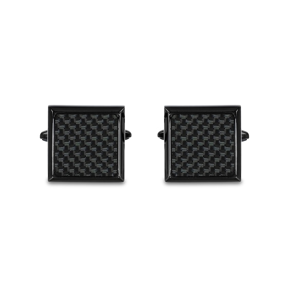 Black IP Stainless Steel and Carbon Fiber Cuff Links