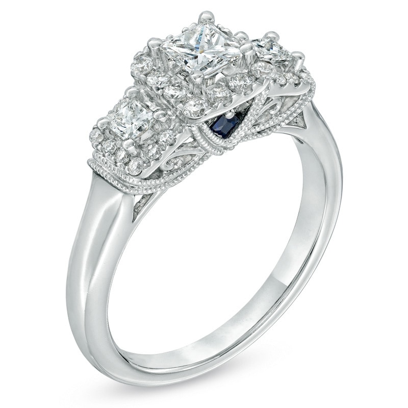 Main Image 2 of Vera Wang Love Collection 3/4 CT. T.W. Princess-Cut Diamond Three Stone Engagement Ring in 14K White Gold