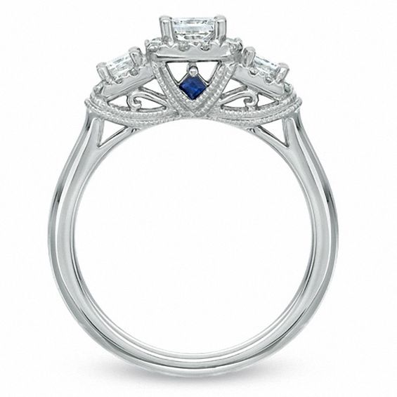 Vera Wang Love Collection / CT. T.w. Princess-Cut Diamond Three Stone Engagement Ring 14K White Gold