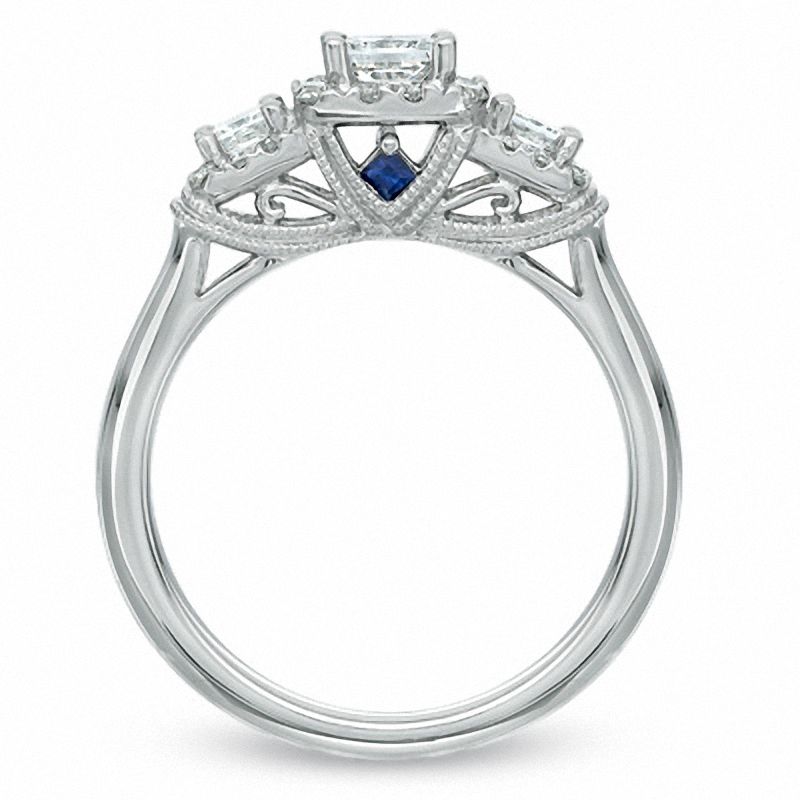 Main Image 3 of Vera Wang Love Collection 3/4 CT. T.W. Princess-Cut Diamond Three Stone Engagement Ring in 14K White Gold