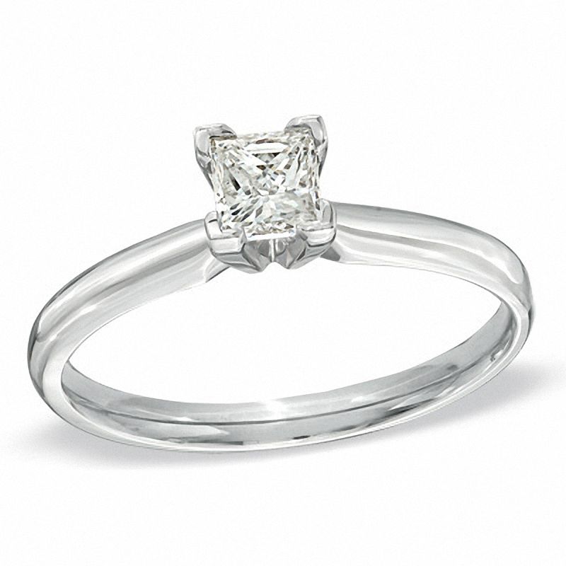 1/2 CT. Princess-Cut Diamond Solitaire Engagement Ring in 14K White Gold (K/I3)